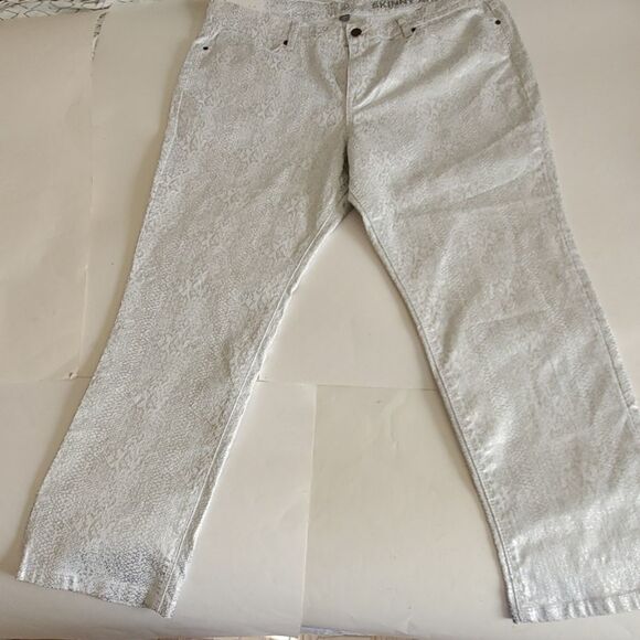 NY&C silver snakeskin print low rise skinny jeans - Picture 1 of 8